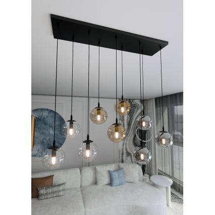 Chandelier on a string COSMO 9xE14/10W/230V black/grey/beige/clear