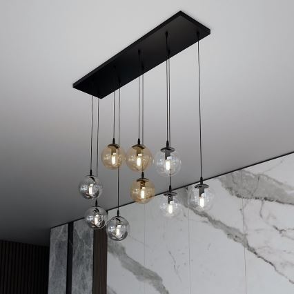 Chandelier on a string COSMO 9xE14/10W/230V black/grey/beige/clear
