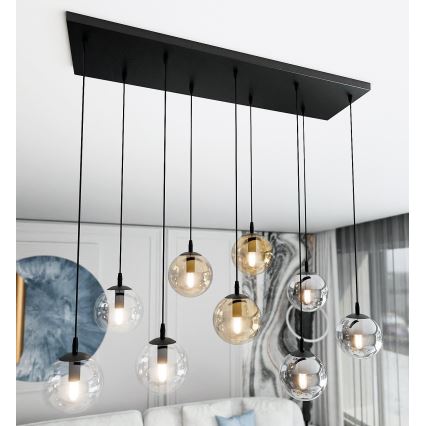 Chandelier on a string COSMO 9xE14/10W/230V black/grey/beige/clear