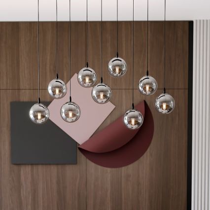 Chandelier on a string COSMO 9xE14/10W/230V black/grey