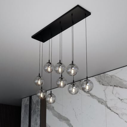 Chandelier on a string COSMO 9xE14/10W/230V black/grey