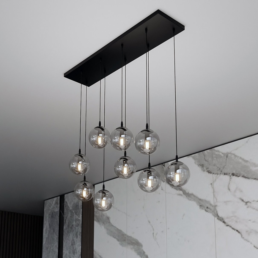 Chandelier on a string COSMO 9xE14/10W/230V black/grey
