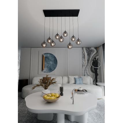 Chandelier on a string COSMO 9xE14/10W/230V black/grey