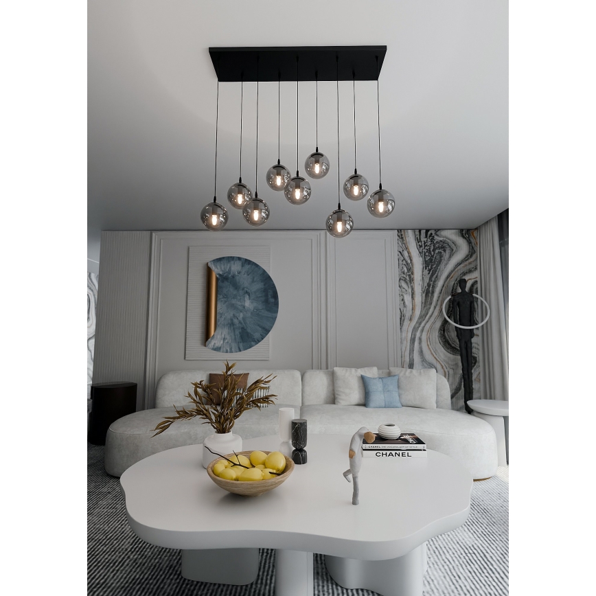 Chandelier on a string COSMO 9xE14/10W/230V black/grey