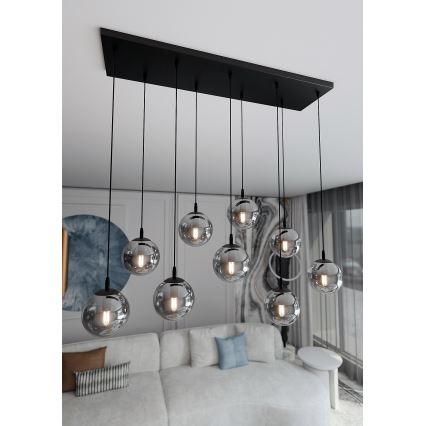 Chandelier on a string COSMO 9xE14/10W/230V black/grey
