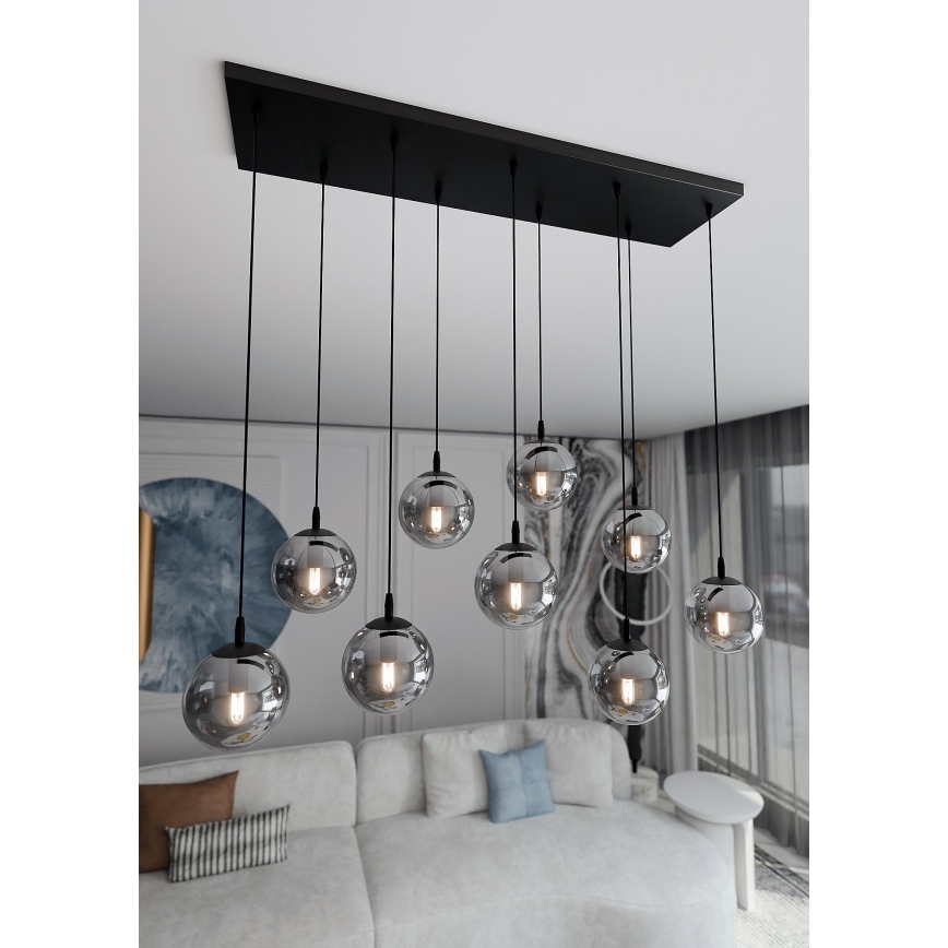 Chandelier on a string COSMO 9xE14/10W/230V black/grey