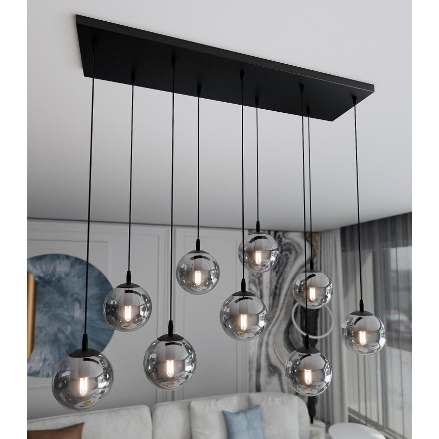 Chandelier on a string COSMO 9xE14/10W/230V black/grey
