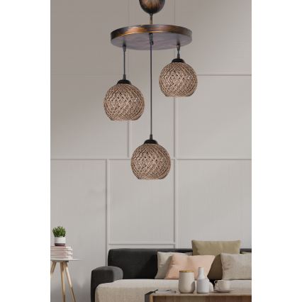 Chandelier on a string CRAYON 3xE27/60W/230V beige