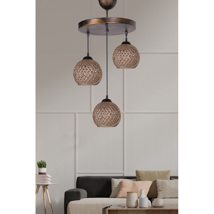 Chandelier on a string CRAYON 3xE27/60W/230V beige