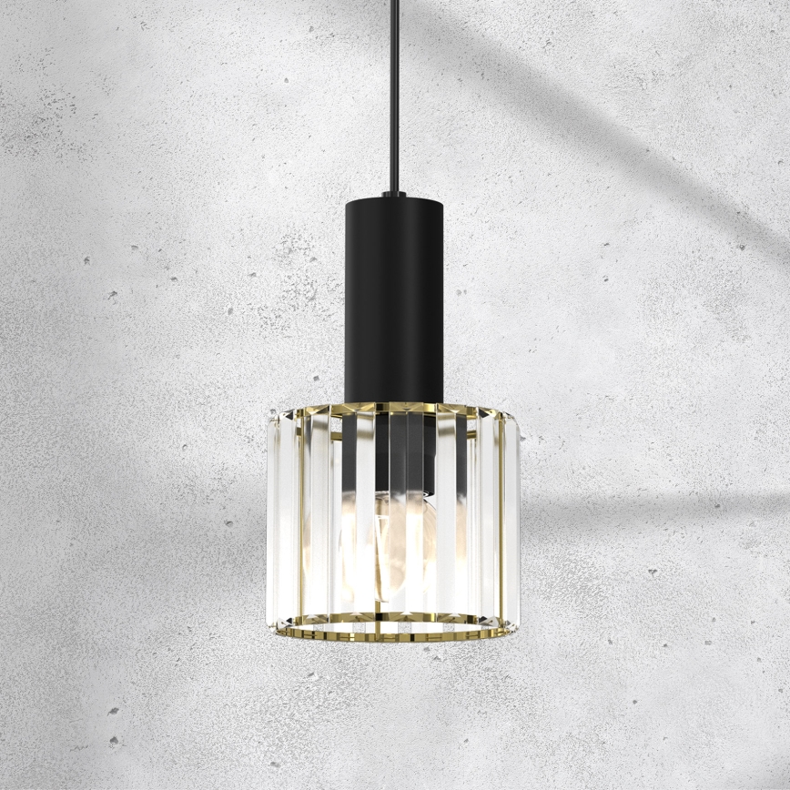 Chandelier on a string CRISTAL 1xE27/60W/230V black