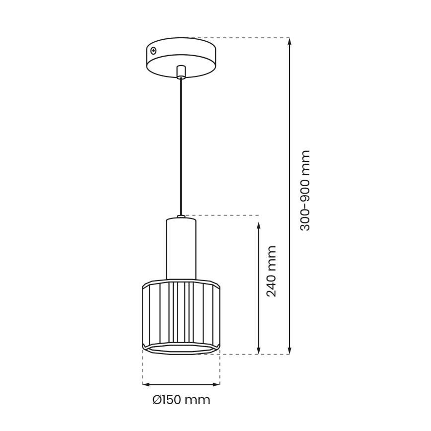 Chandelier on a string CRISTAL 1xE27/60W/230V black