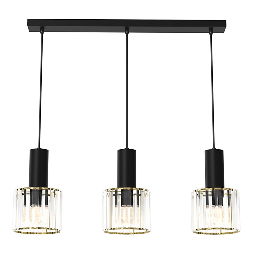 Chandelier on a string CRISTAL 3xE27/60W/230V black