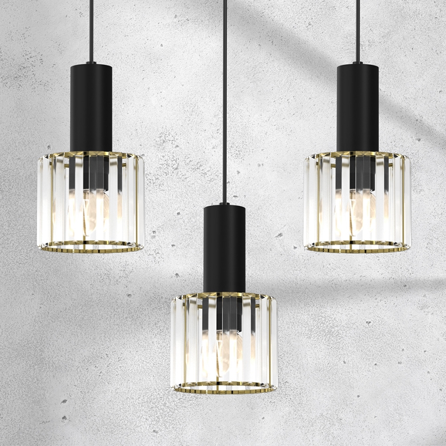 Chandelier on a string CRISTAL 3xE27/60W/230V black