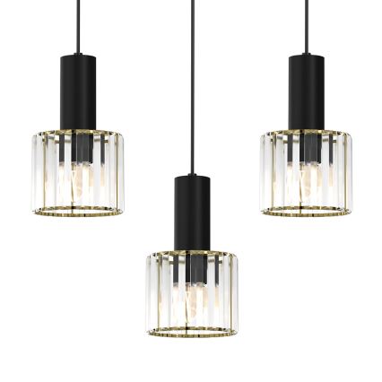 Chandelier on a string CRISTAL 3xE27/60W/230V black