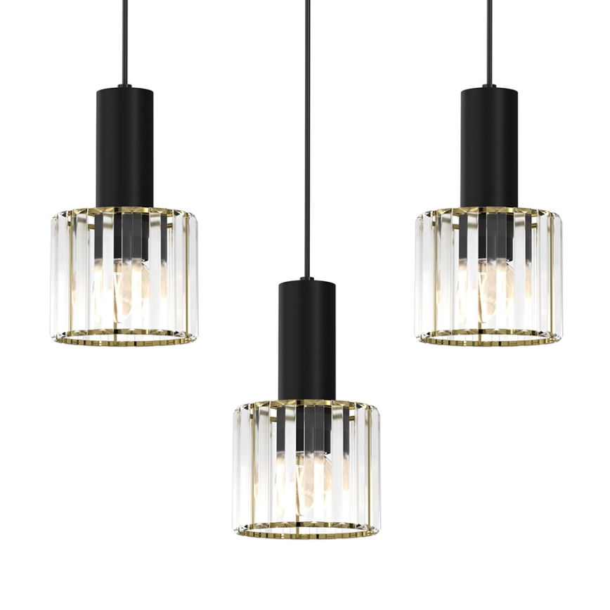 Chandelier on a string CRISTAL 3xE27/60W/230V black