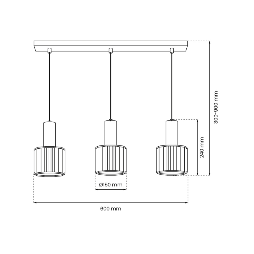 Chandelier on a string CRISTAL 3xE27/60W/230V black