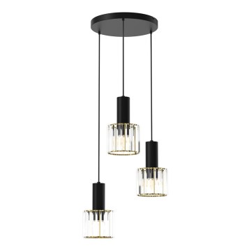 Chandelier on a string CRISTAL 3xE27/60W/230V black