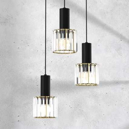 Chandelier on a string CRISTAL 3xE27/60W/230V black