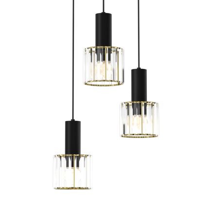 Chandelier on a string CRISTAL 3xE27/60W/230V black