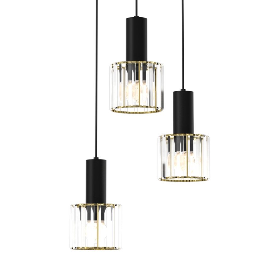 Chandelier on a string CRISTAL 3xE27/60W/230V black