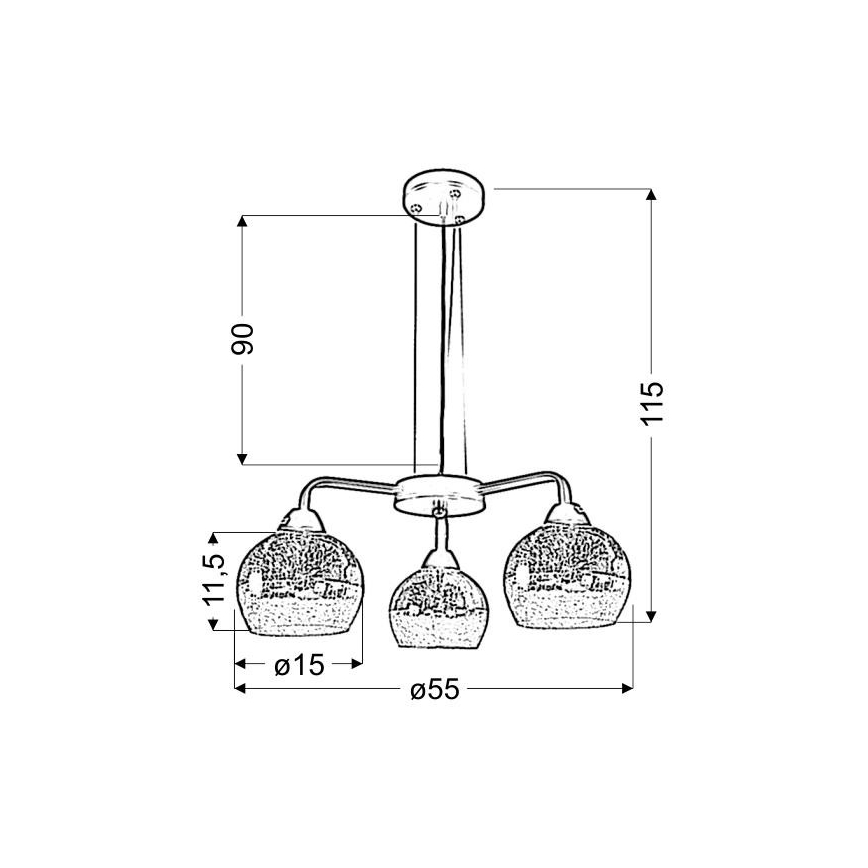 Chandelier on a string CROMINA 3xE27/60W/230V