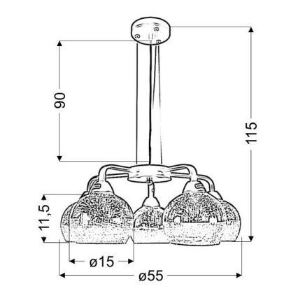 Chandelier on a string CROMINA 5xE27/60W/230V