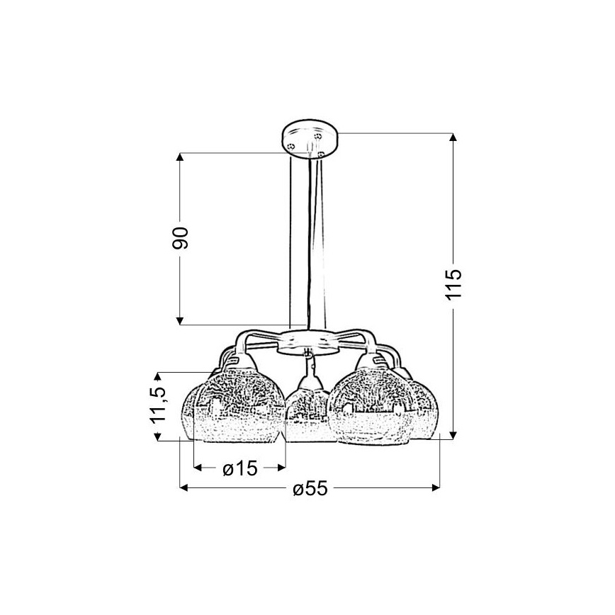 Chandelier on a string CROMINA 5xE27/60W/230V