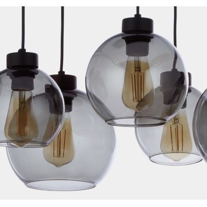 Chandelier on a string CUBUS 6xE27/60W/230V black
