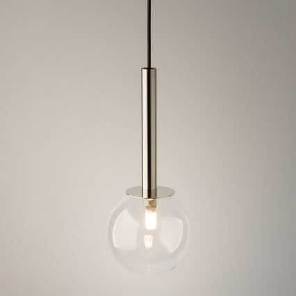 Chandelier on a string DAISY 1xG9/12W/230V d. 14 cm shiny chrome/black/clear