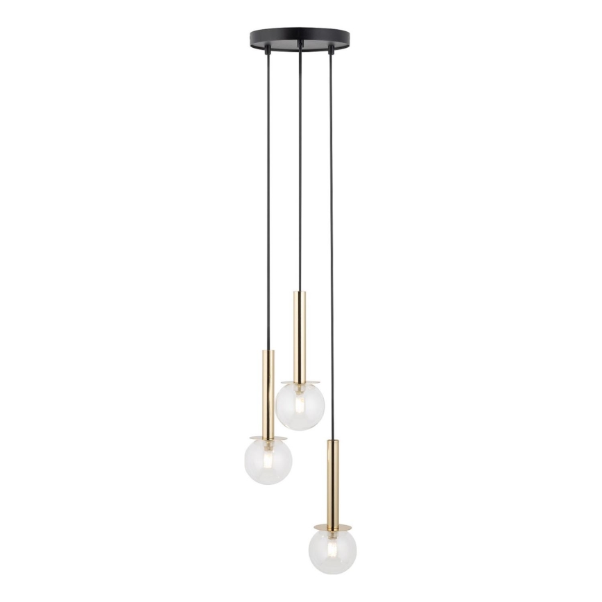 Chandelier on a string DAISY 3xG9/12W/230V d. 27 cm gold/black/clear