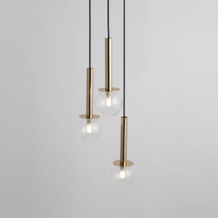 Chandelier on a string DAISY 3xG9/12W/230V d. 27 cm gold/black/clear