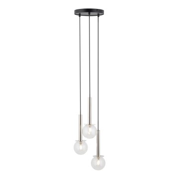 Chandelier on a string DAISY 3xG9/12W/230V d. 27 cm shiny chrome/black/clear