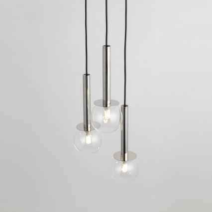 Chandelier on a string DAISY 3xG9/12W/230V d. 27 cm shiny chrome/black/clear