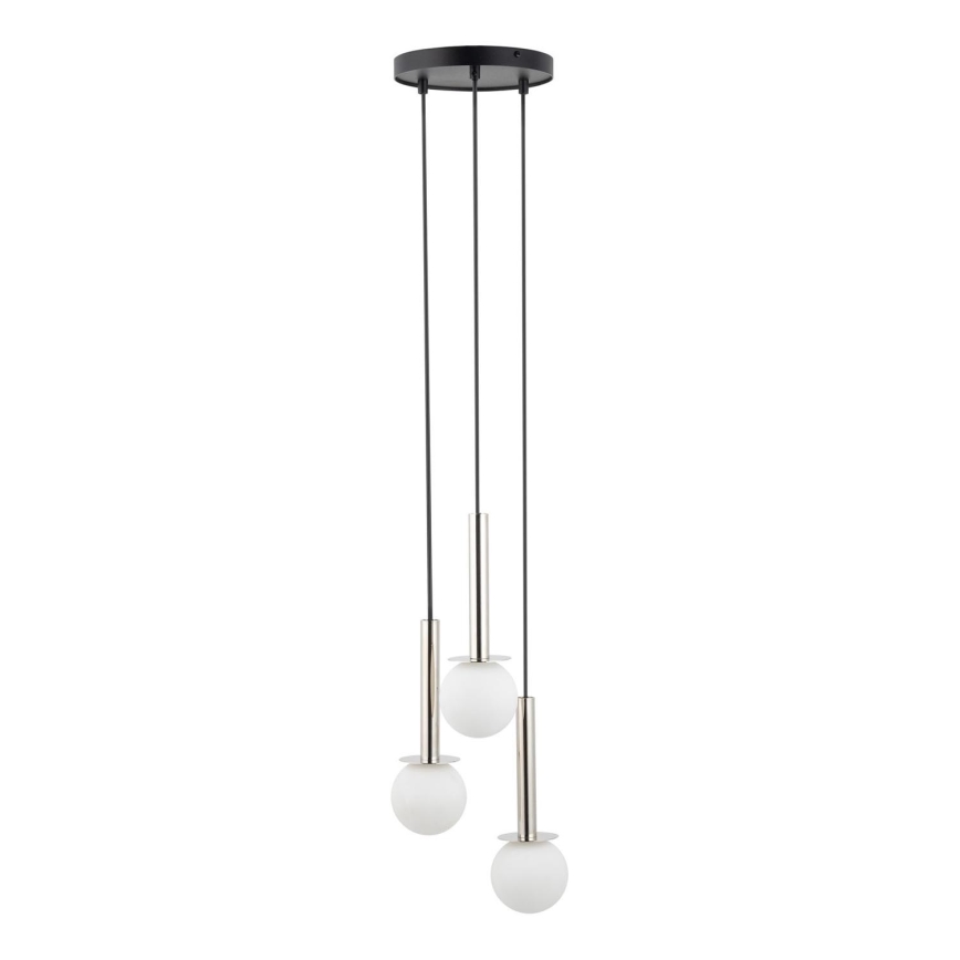 Chandelier on a string DAISY 3xG9/12W/230V d. 27 cm shiny chrome/black/white