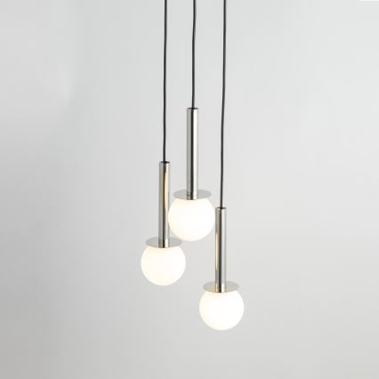 Chandelier on a string DAISY 3xG9/12W/230V d. 27 cm shiny chrome/black/white