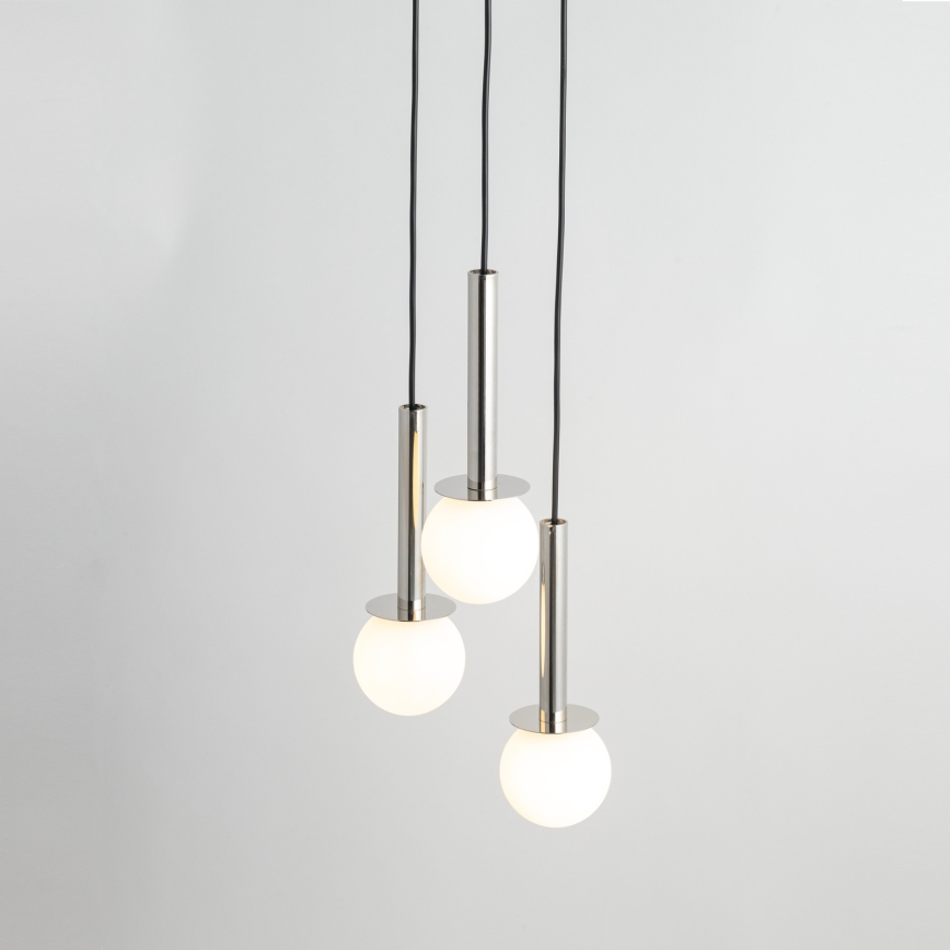 Chandelier on a string DAISY 3xG9/12W/230V d. 27 cm shiny chrome/black/white