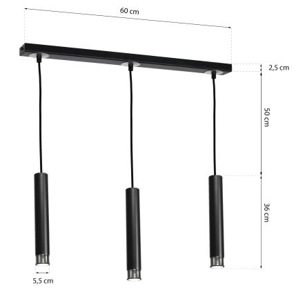 Chandelier on a string DANI 3xGU10/8W/230V