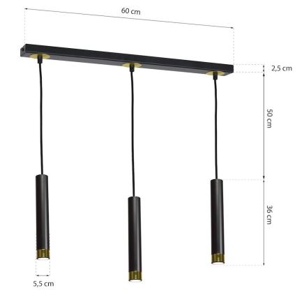 Chandelier on a string DANI 3xGU10/8W/230V