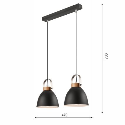Chandelier on a string DANIELLE 2xE27/60W/230V beech - FSC certified