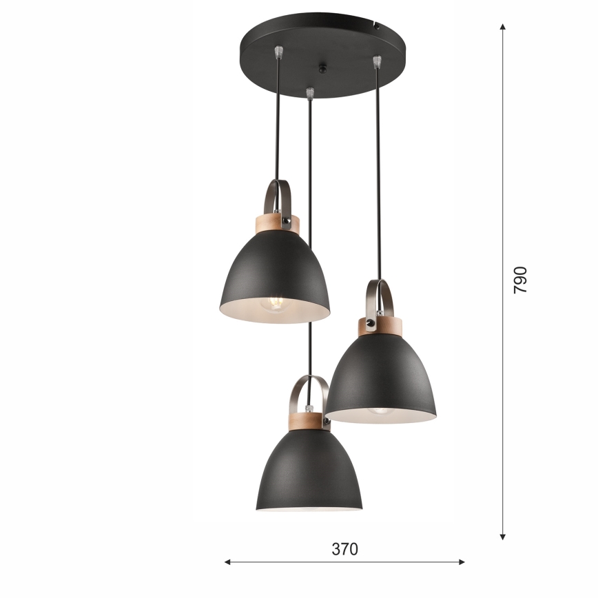 Chandelier on a string DANIELLE 3xE27/60W/230V beech - FSC certified