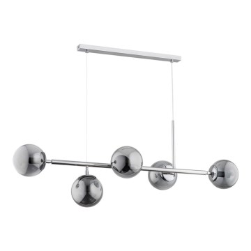 Chandelier on a string DANSA 5xE14/10W/230V grey/shiny chrome