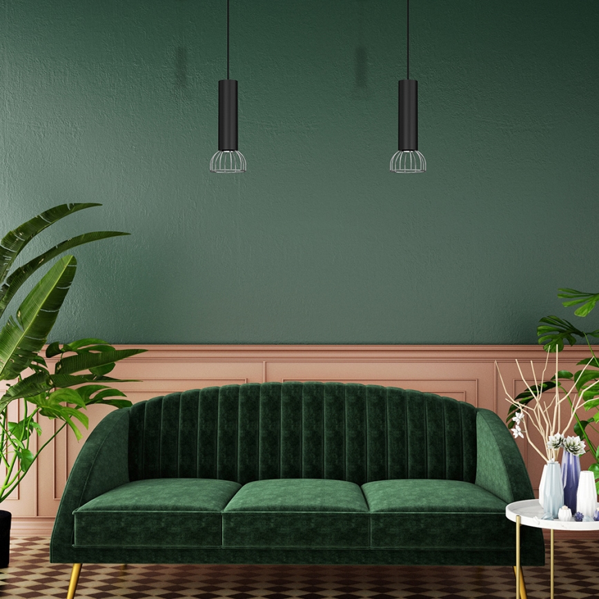 Chandelier on a string DANTE 1xGU10/25W/230V black/shiny chrome
