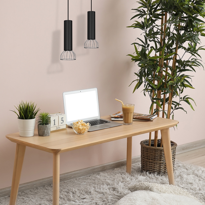 Chandelier on a string DANTE 1xGU10/25W/230V black/shiny chrome