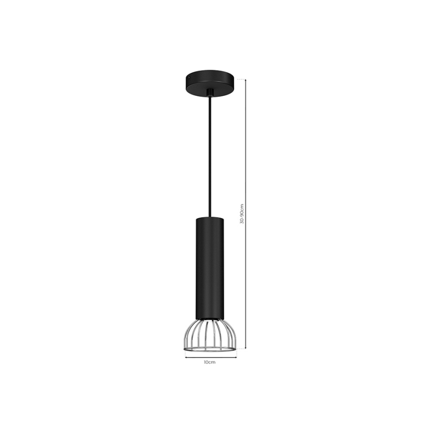 Chandelier on a string DANTE 1xGU10/25W/230V black/shiny chrome