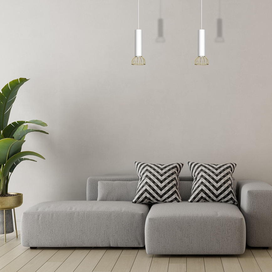 Chandelier on a string DANTE 1xGU10/25W/230V white/gold