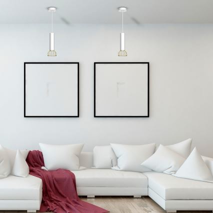 Chandelier on a string DANTE 1xGU10/25W/230V white/gold