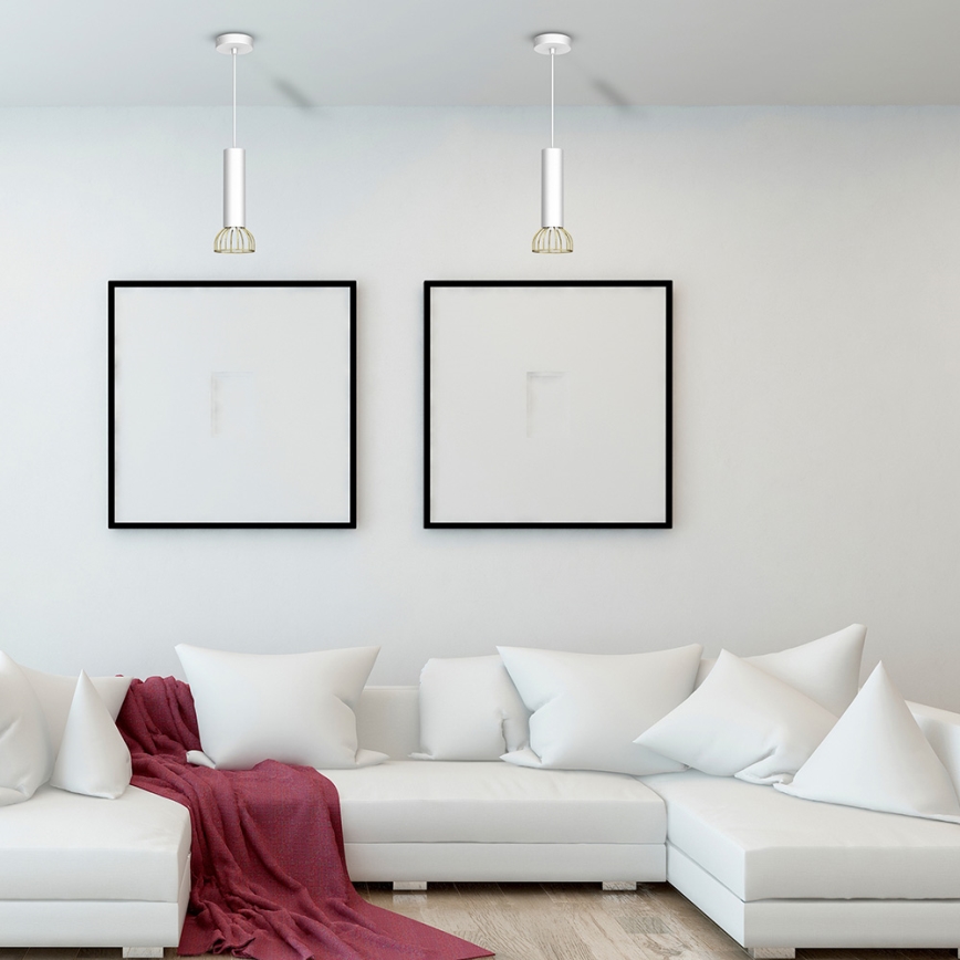 Chandelier on a string DANTE 1xGU10/25W/230V white/gold