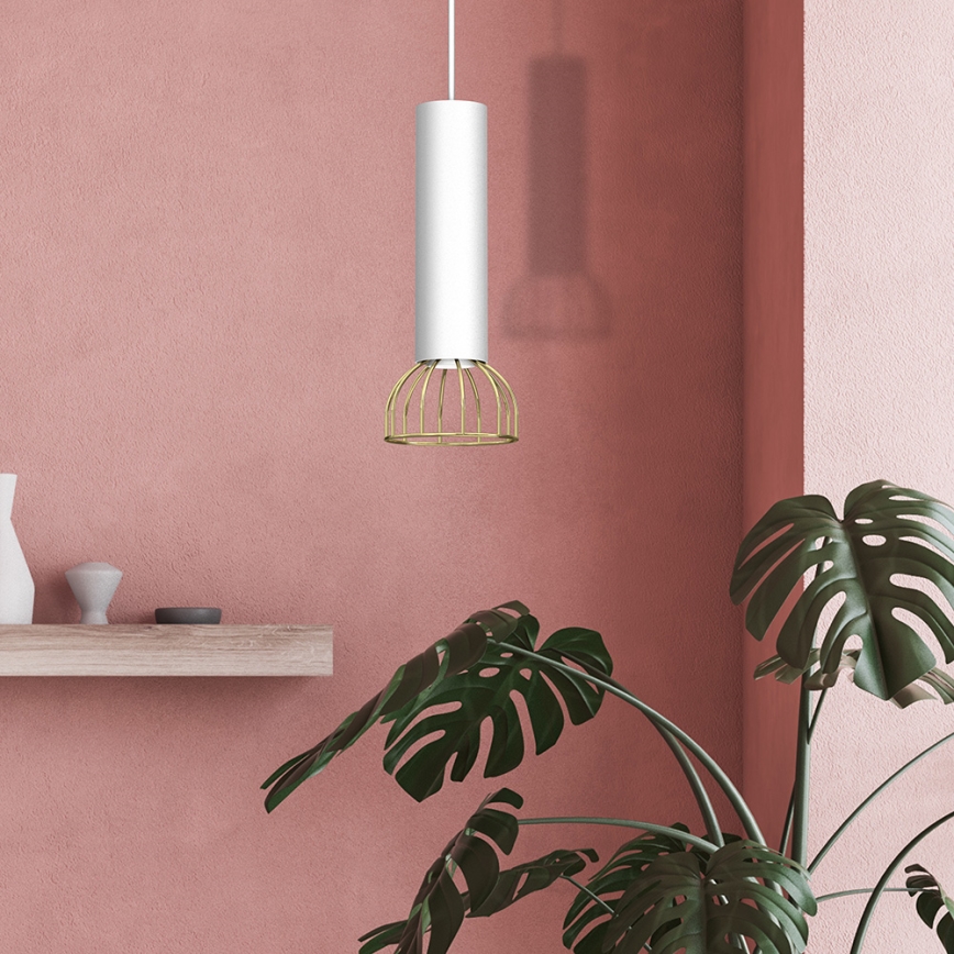 Chandelier on a string DANTE 1xGU10/25W/230V white/gold