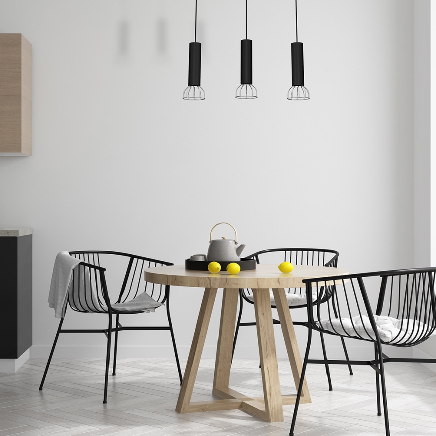 Chandelier on a string DANTE 3xGU10/25W/230V black/shiny chrome