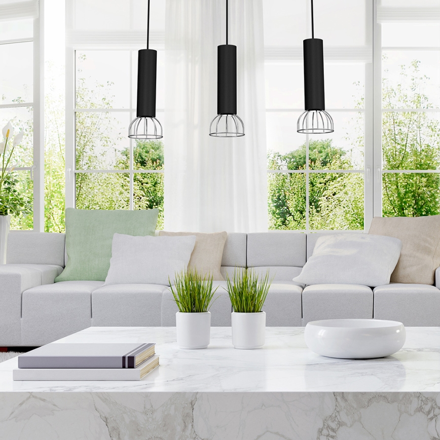 Chandelier on a string DANTE 3xGU10/25W/230V black/shiny chrome